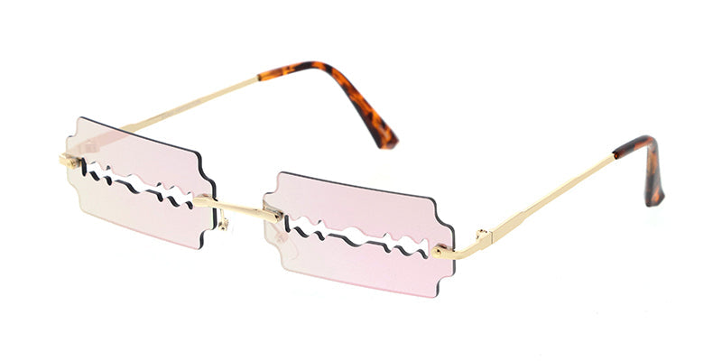 5007RV Unisex Metal Small Rimless Razor Blade Novelty Frame w/ Color Mirror Lens