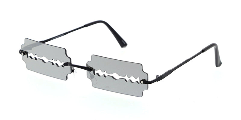 5007RV Unisex Metal Small Rimless Razor Blade Novelty Frame w/ Color Mirror Lens