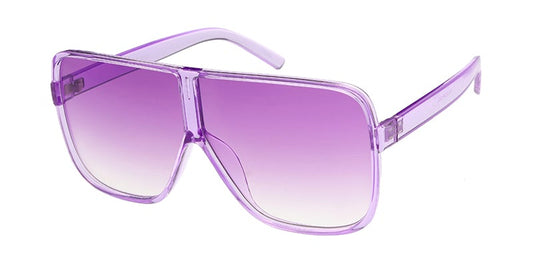 7417CRY/COL Women's Plastic Oversized Monochromatic Rounded Square Frame w/ Color Lens