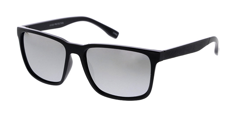 Men's Plastic Casual Medium Frame w/ Color Mirror Lens and Textured Temple