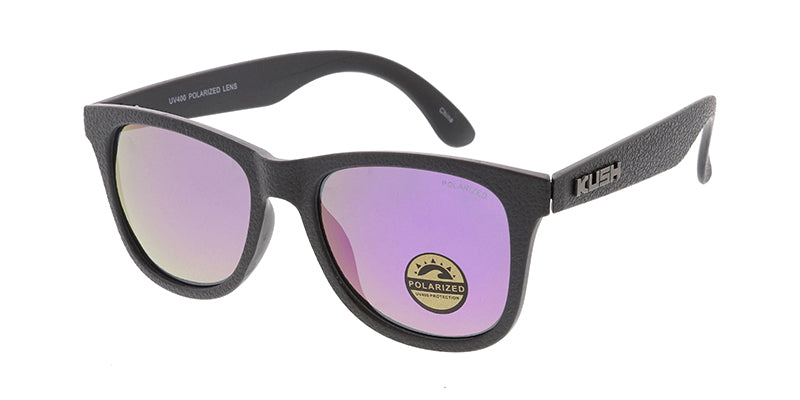 KU-POL006RV KUSH Plastic Medium WF Leather Grain Texturized Frame w/ Polarized Color Mirror Lens