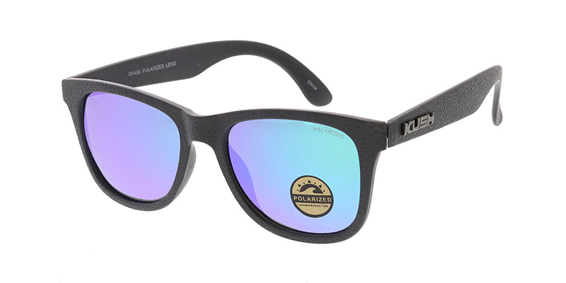 KU-POL006RV KUSH Plastic Medium WF Leather Grain Texturized Frame w/ Polarized Color Mirror Lens