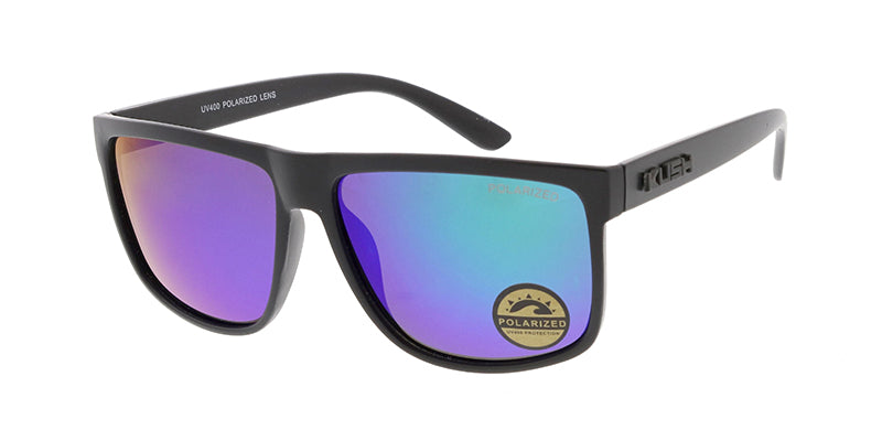 KUSH Plastic Medium Rectangular Flat Top Frame w/ Polarized Color Mirror Lens (Pack of Dozen)