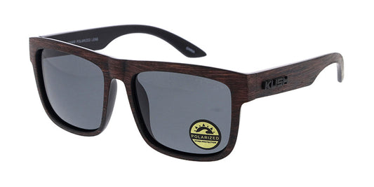 KU-POL018 KUSH Large Rectangular Flat Top Faux Woodgrain Frame w/ Polarized Lens