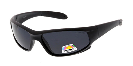 SPPOLS2003 Men's Plastic Sport Wrap Matte Black Frame w/ Polarized Lens (Single Color)