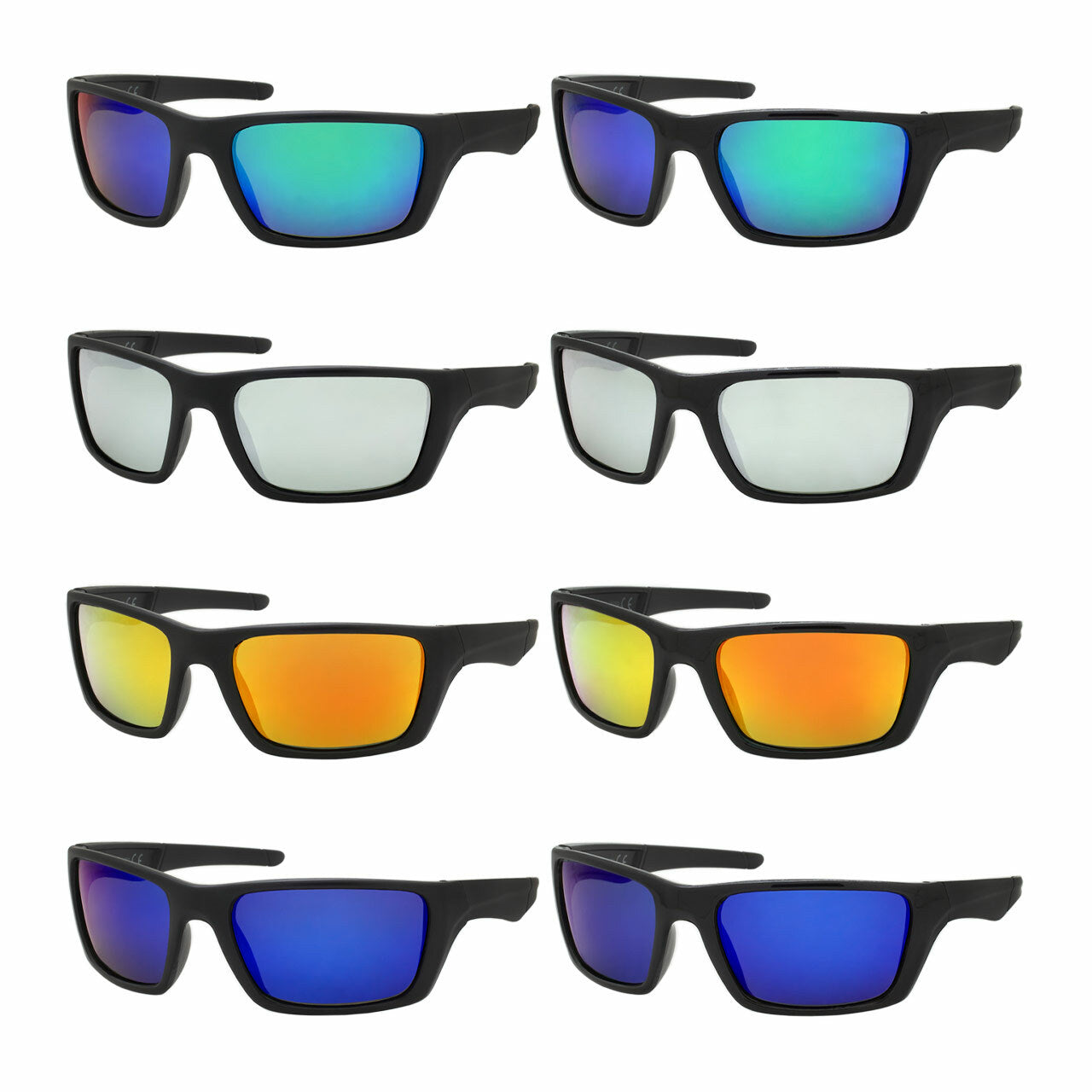 Assorted Colors Polycarbonate Polarized Sport Sunglasses Men   (Pack of Dozen)