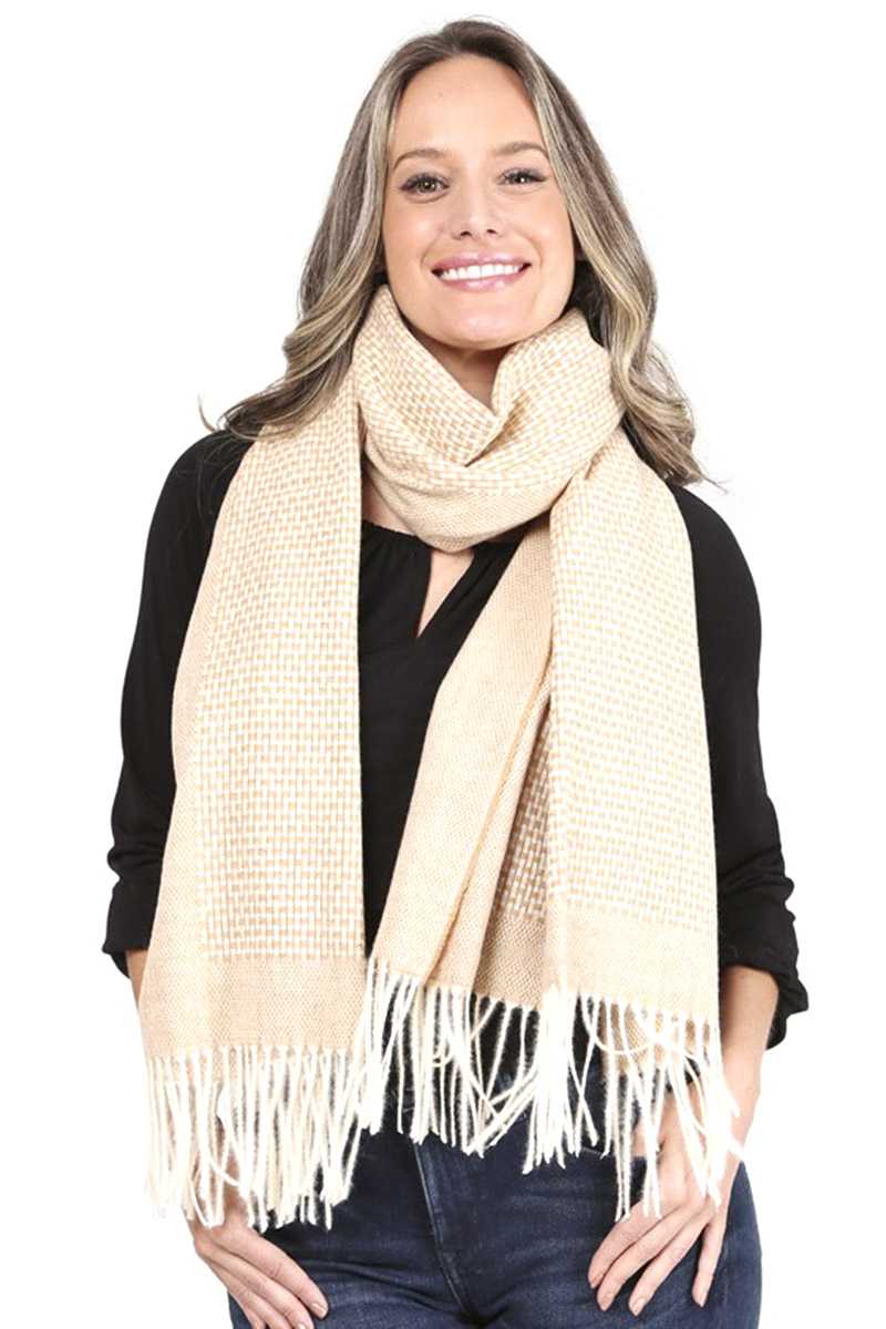 Mixed Color Soft Oblong Scarf With Fringes