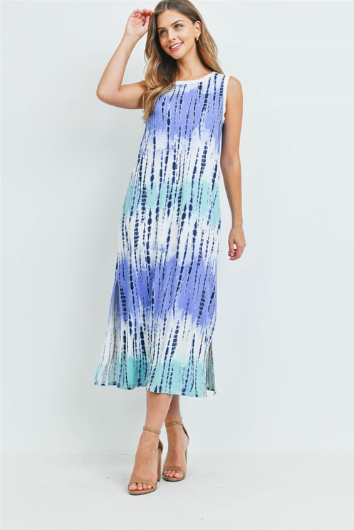 Tie Dye Tank Dress With Side Slit