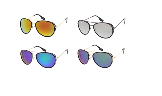 Men's Metal Casual Combo Medium Aviator w/ Color Mirror Lens