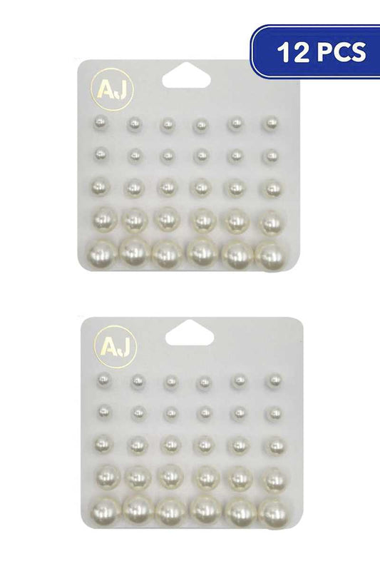 FASHION PEARL STUD EARRING 20 PAIR SET (12 UNITS)