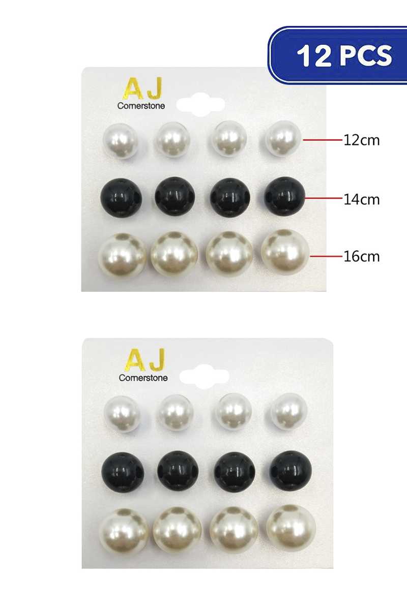 FASHION PEARL STUD EARRING 6 PAIR SET (12 UNITS)