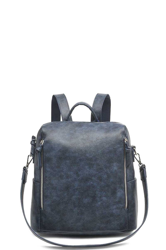 SMOOTH PLAIN DESIGN ZIPPER BACKPACK