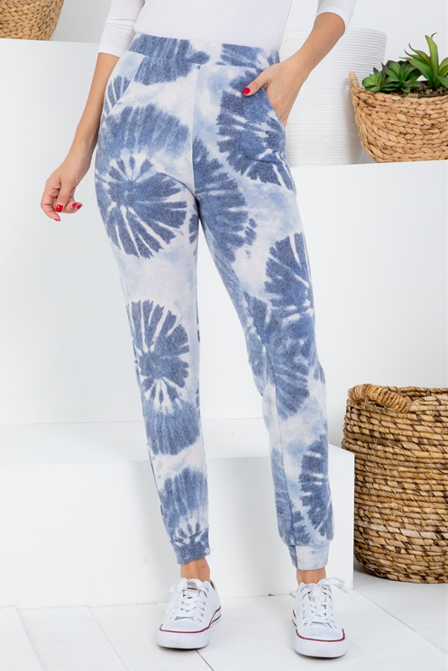 IVORY NAVY TIE DYE PANTS