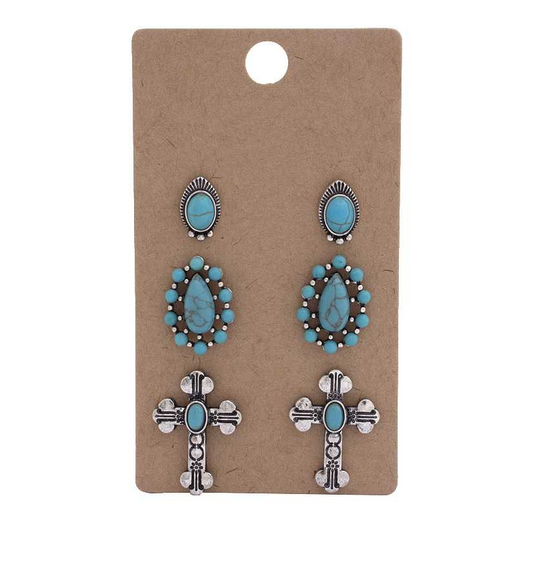 Western Cross Assorted Earring Set