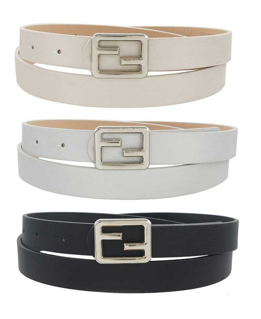 Center Bar Square Buckle 2FB Trio Belt Set