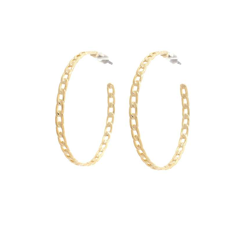 Curb Link Metal Open Hoop Earring