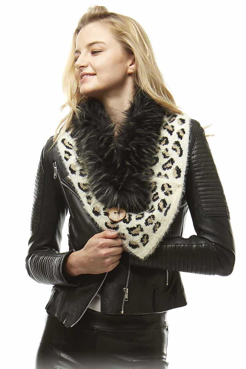 Leopard Faux Fur Triangle Warmer