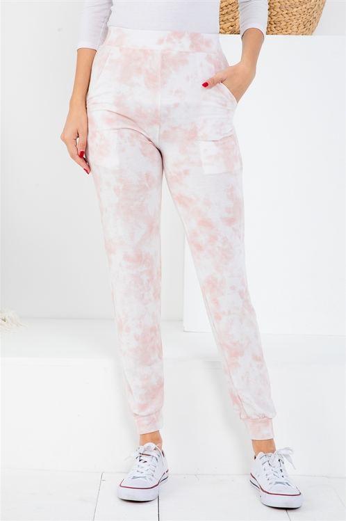 IVORY BLUSH TIE DYE PANTS