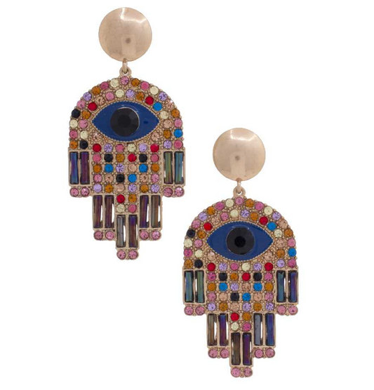 Hamsa Hand Evil Eye Dangle Earring