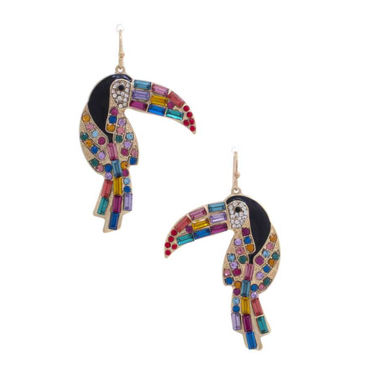 Toucan Bird Rhinestone Dangle Earring