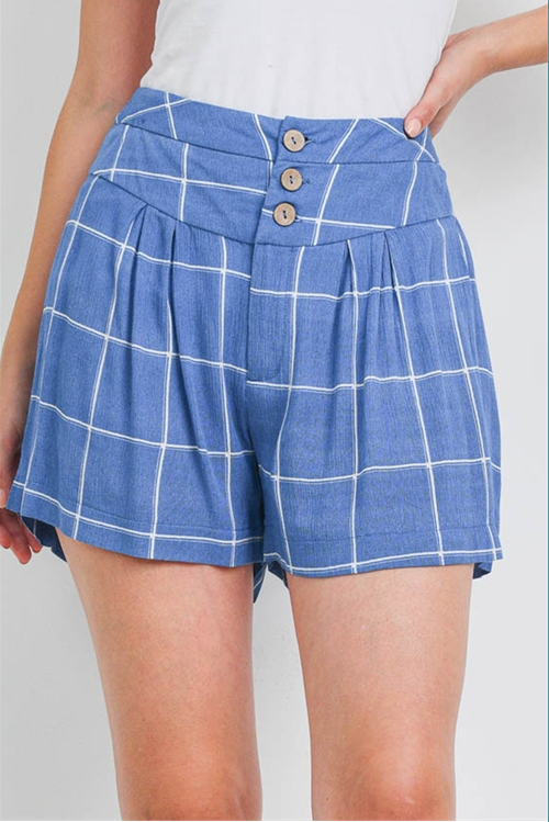 DENIM BLUE CHECKERED SHORT